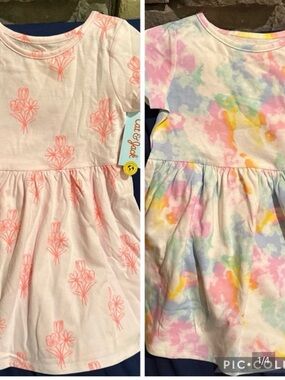 Cat & Jack Reversible Pastel Tie-Dye and Pink Floral Dress